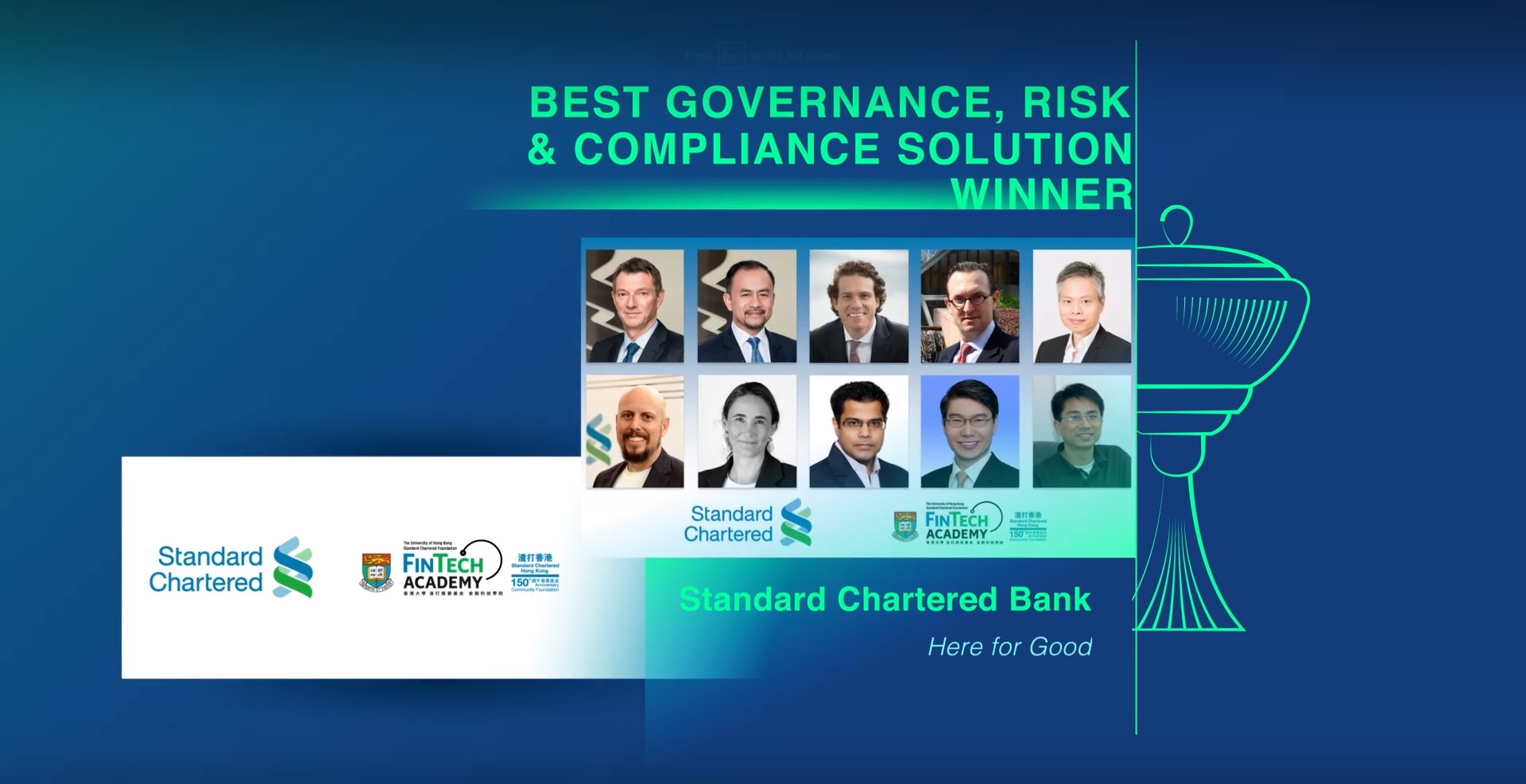 LITE Lab-Standard Chartered project awarded “Best Governance, Risk and Compliance Solution“ in HKMA-BIS TechChallenge